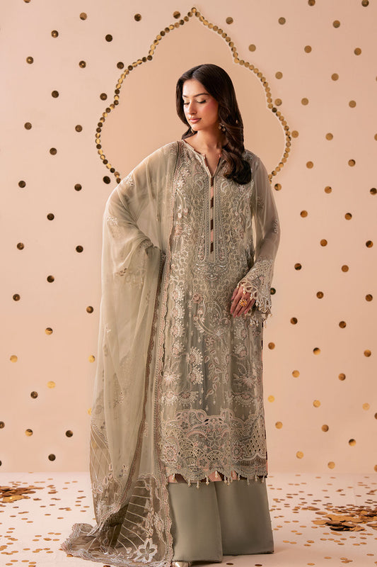 Beige Chiffon 3-Piece Suit | Dastak Q-307 – View 2