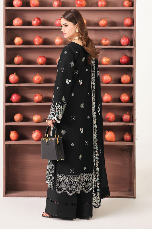 Black Embroidered Lawn 3-Piece Suit | Organza Lace & Chiffon Dupatta – Readymade Pakistani Daily & Semi-Formal Dress UK | Riwayat Y-1502 - View 2