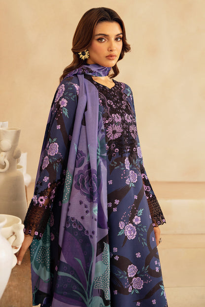 Plum Indigo Digital Printed Viscose 3-Piece Suit | Embroidered Neckline & Daman Lace – Readymade Pakistani Winter Dress UK | Viscose Vol 4 J-405 - View 4