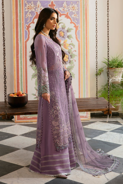 Mauve Embroidered Chiffon 3-Piece Suit | Dastak Vol 1 Q-108 – View 4