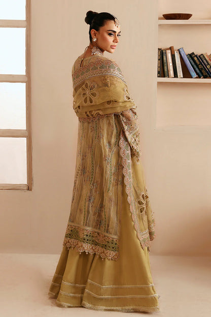 Lilac Mauve Embroidered Organza Gown Suit | Raw Silk Trouser & Net Dupatta – Stitched Pakistani Festive Wear UK | Ramsha Festive E-205 - View 2
