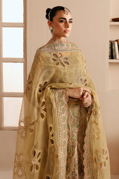 Lilac Mauve Embroidered Organza Gown Suit | Raw Silk Trouser & Net Dupatta – Stitched Pakistani Festive Wear UK | Ramsha Festive E-205 - View 1