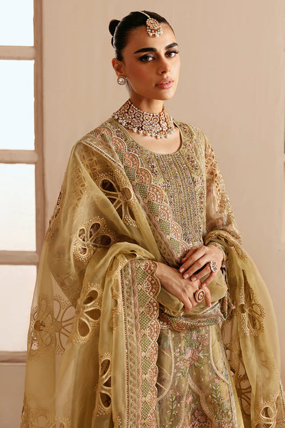 Lilac Mauve Embroidered Organza Gown Suit | Raw Silk Trouser & Net Dupatta – Stitched Pakistani Festive Wear UK | Ramsha Festive E-205 - View 3