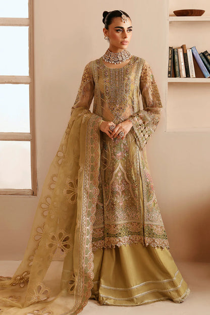 Lilac Mauve Embroidered Organza Gown Suit | Raw Silk Trouser & Net Dupatta – Stitched Pakistani Festive Wear UK | Ramsha Festive E-205 - View 6