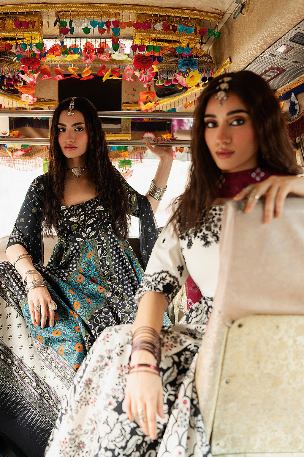 Ivory White Embroidered & Digital Printed Lawn 21-Panel Anarkali Peshwaz with Chiffon Dupatta – Stitched Pakistani Dress UK | Shagna Ek Dopahar SP-101 (Ada) - View 9