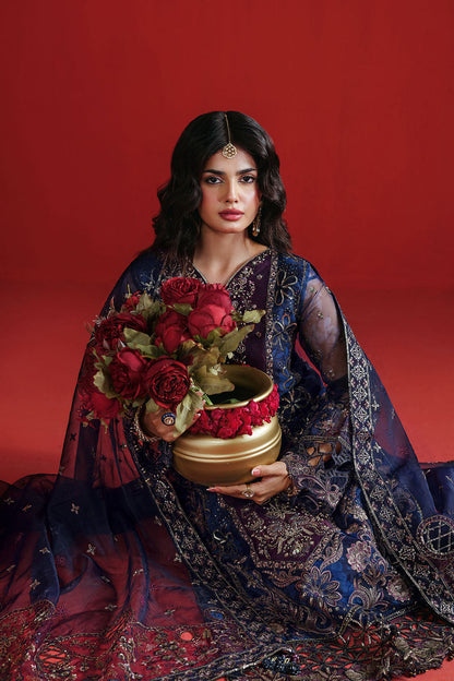 Blue & Magenta Organza 3-Piece Suit | Ramsha E-305 – View 4