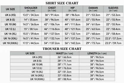 Munsal Attire size chart – UK sizes and measurements for stitched Pakistani suits