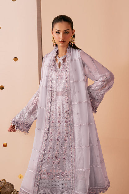 Lilac Embroidered Chiffon 3-Piece Suit | Organza Border & Chiffon Dupatta – Stitched Pakistani Semi-Formal Dress UK | Dastak Vol 3 Q-308 - Image 7