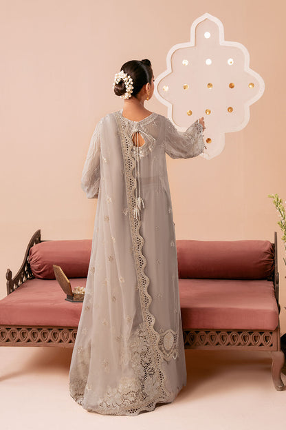 Light Brown Embroidered Chiffon 3-Piece Suit | Organza Border & Chiffon Dupatta – Stitched Pakistani Semi-Formal Dress UK | Dastak Vol 3 Q-304 - Image 2