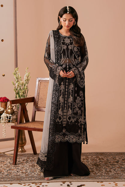 Black Chiffon 3-Piece Suit | Dastak Q-306 – View 6