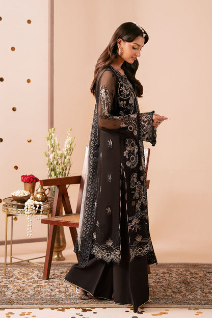 Black Chiffon 3-Piece Suit | Dastak Q-306 – View 7
