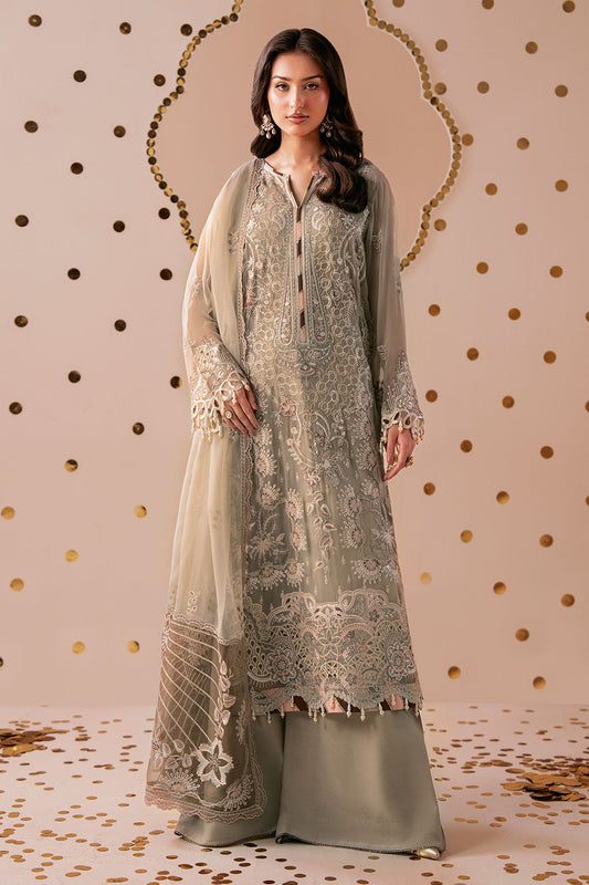 Beige Chiffon 3-Piece Suit | Dastak Q-307 – View 1