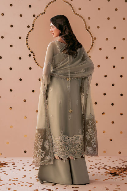 Beige Chiffon 3-Piece Suit | Dastak Q-307 – View 3