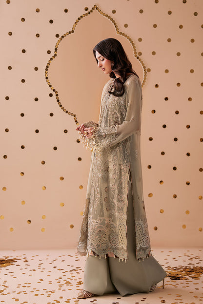 Beige Chiffon 3-Piece Suit | Dastak Q-307 – View 4