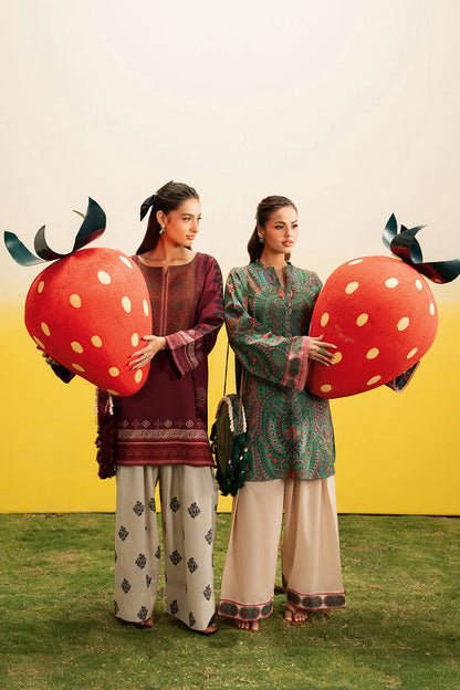 Green Floral Printed Lawn 2-Piece Set | Kurta Shirt & Cream Trouser – Ready to Wear Pakistani Everyday Casual Wear UK | Basic Prints AB-304 - View 9