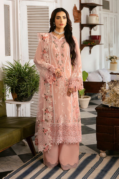 Pink embroidered chiffon suit with sequin detailing - stitched Pakistani partywear