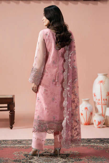 Pink Hand-Embellished Organza 3-Piece Suit with Printed Inner | Raw Silk Trouser – Stitched Pakistani Festive Formal UK | Rangeen PS-104 - View 2