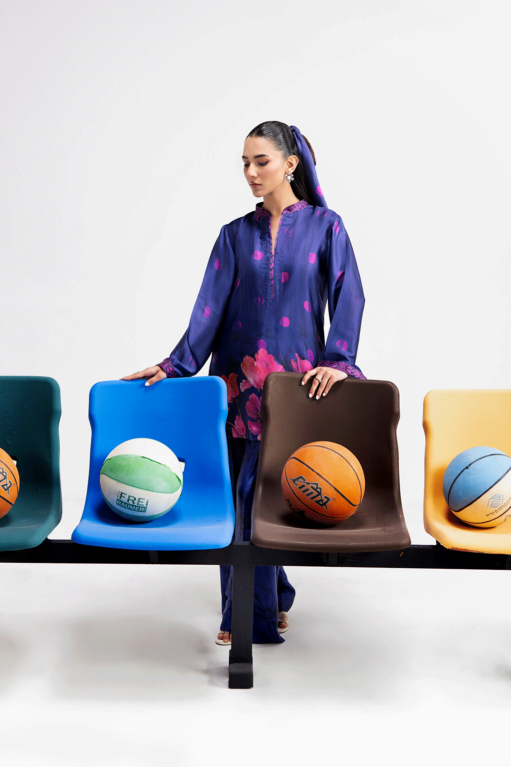 Blue Digital Printed Silk 2-Piece Co-ord Set | Shirt & Straight Pants – Stitched Pakistani Casual Chic UK | AP-117 - View 6