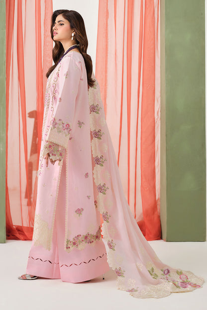 Baby Pink Embroidered Lawn 3-Piece Suit | Organza Lace & Chiffon Dupatta – Readymade Pakistani Daily & Semi-Formal Dress UK | Riwayat Y-1508 - View 6