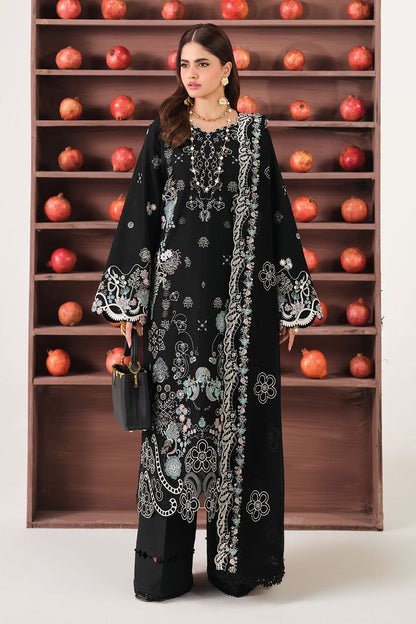 Black Embroidered Lawn 3-Piece Suit | Organza Lace & Chiffon Dupatta – Readymade Pakistani Daily & Semi-Formal Dress UK | Riwayat Y-1502 - View 1