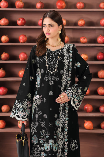 Black Embroidered Lawn 3-Piece Suit | Organza Lace & Chiffon Dupatta – Readymade Pakistani Daily & Semi-Formal Dress UK | Riwayat Y-1502 - View 3