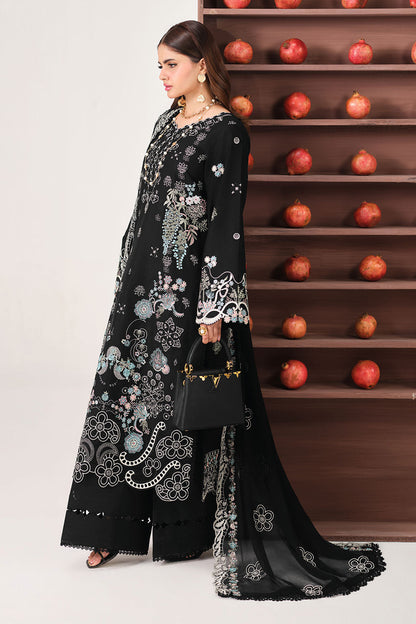 Black Embroidered Lawn 3-Piece Suit | Organza Lace & Chiffon Dupatta – Readymade Pakistani Daily & Semi-Formal Dress UK | Riwayat Y-1502 - View 4
