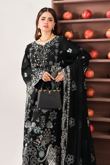 Black Embroidered Lawn 3-Piece Suit | Organza Lace & Chiffon Dupatta – Readymade Pakistani Daily & Semi-Formal Dress UK | Riwayat Y-1502 - View 5