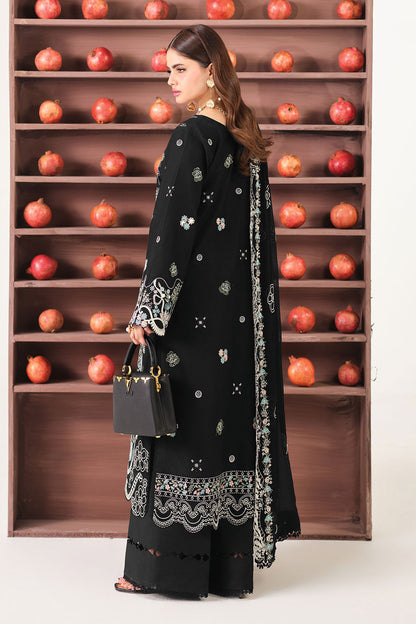 Black Embroidered Lawn 3-Piece Suit | Organza Lace & Chiffon Dupatta – Readymade Pakistani Daily & Semi-Formal Dress UK | Riwayat Y-1502 - View 2