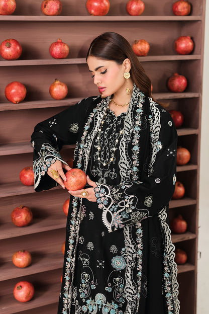 Black Embroidered Lawn 3-Piece Suit | Organza Lace & Chiffon Dupatta – Readymade Pakistani Daily & Semi-Formal Dress UK | Riwayat Y-1502 - View 6