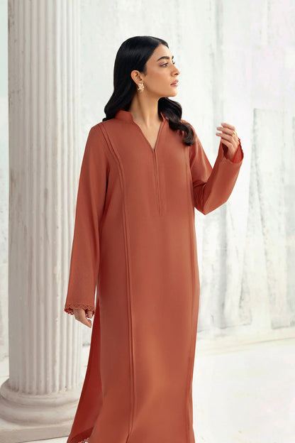 Rust Orange Solid Karandi 2-Piece Winter Set | Flap Pocket Shirt & Wide-Leg Trouser – Readymade Pakistani Daily Wear UK | Afsanah AK-210 - View 5